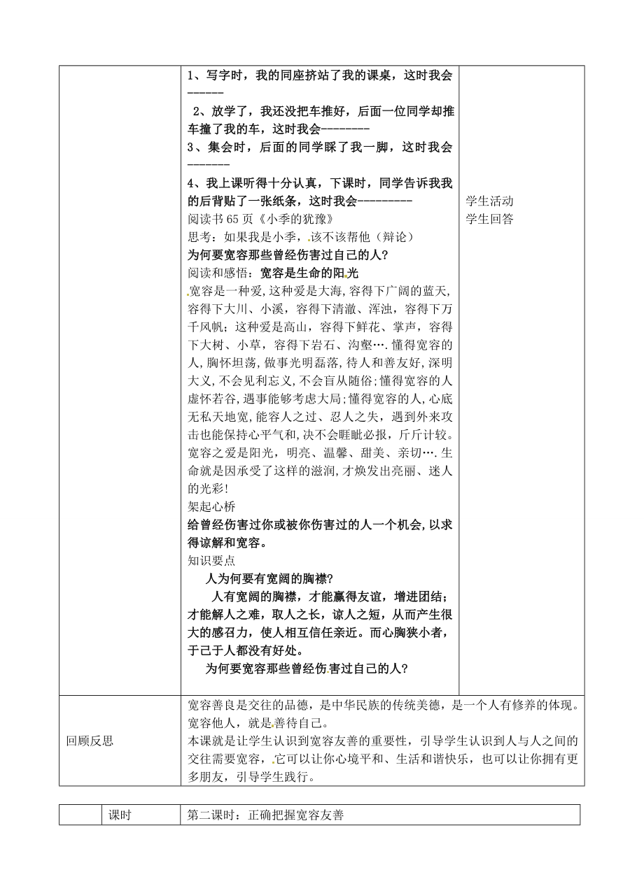 七年级政治上册第七课让人三尺又何妨教案苏教版苏教版初中七年级上册政治教案.doc