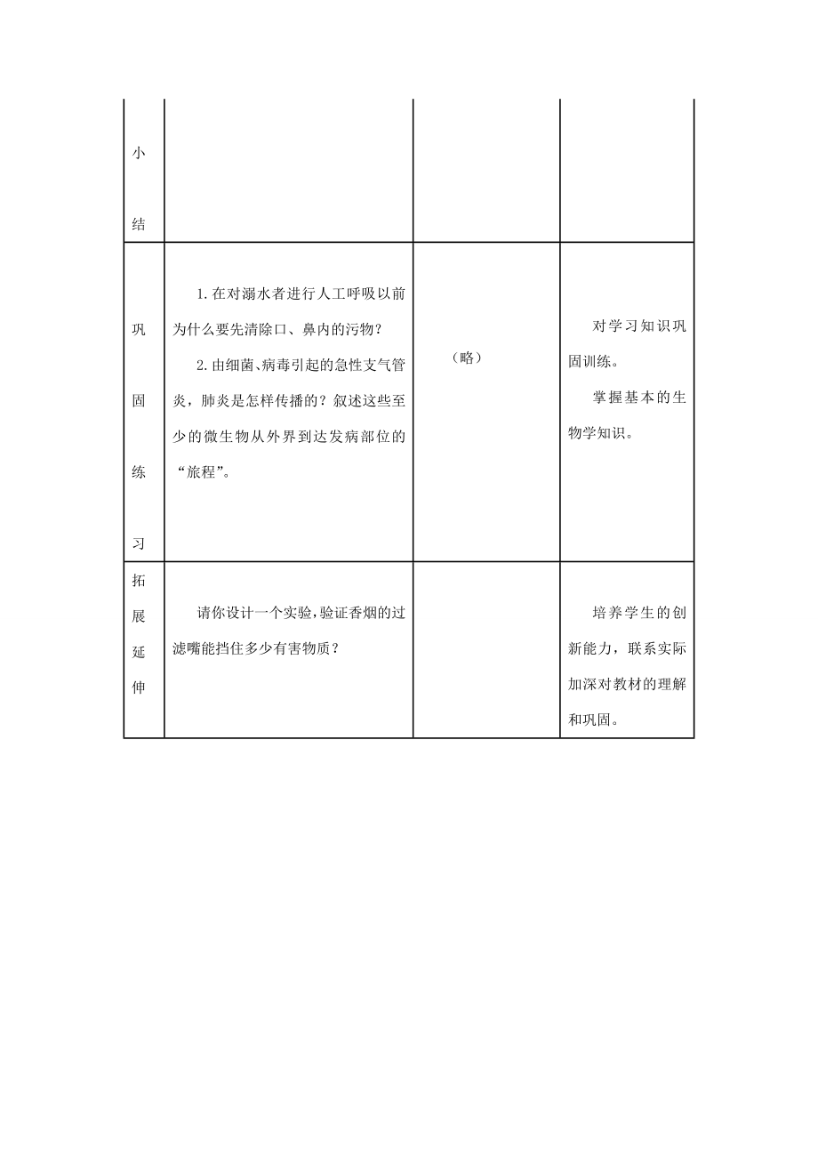 七年级生物下册第三章第一节呼吸道对空气的处理教案（新版）新人教版（新版）新人教版初中七年级下册生物教案.doc