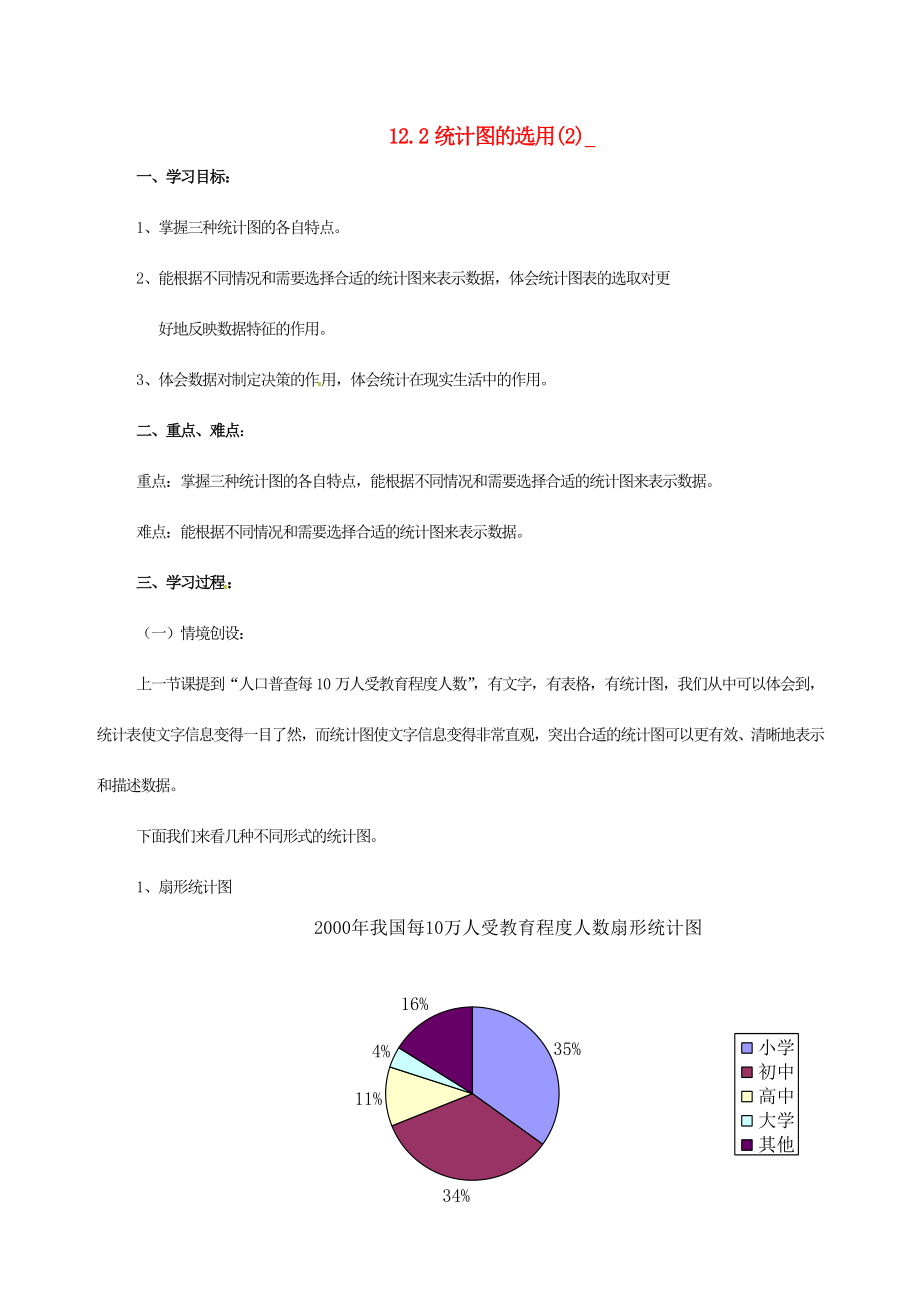 七年级数学下册12.2统计图的选用（第2课时）教案苏科版.doc