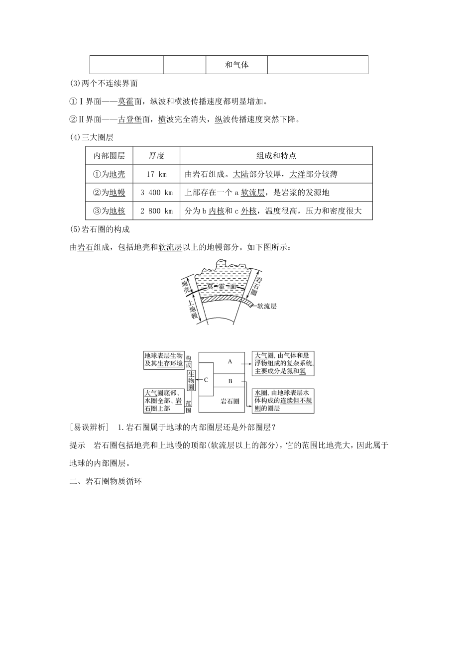 版高考地理一轮复习第二单元地球表面形态第6讲地球的圈层结构与岩石圈物质循环教案（含解析）新人教版.doc