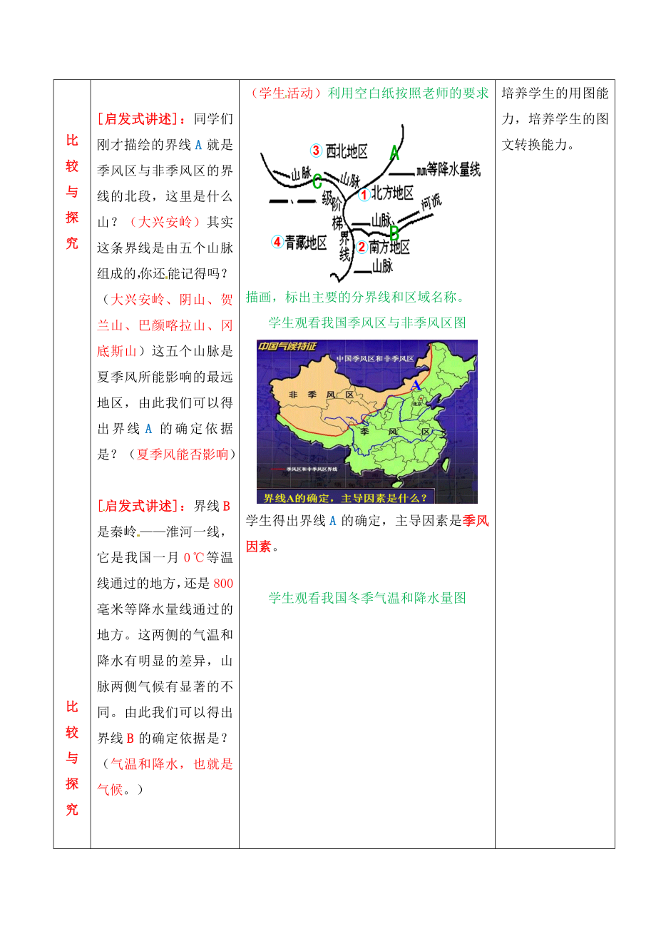 【商务星球版】8年级地理下册第5章《中国四大地理区域划分》参考教案.doc