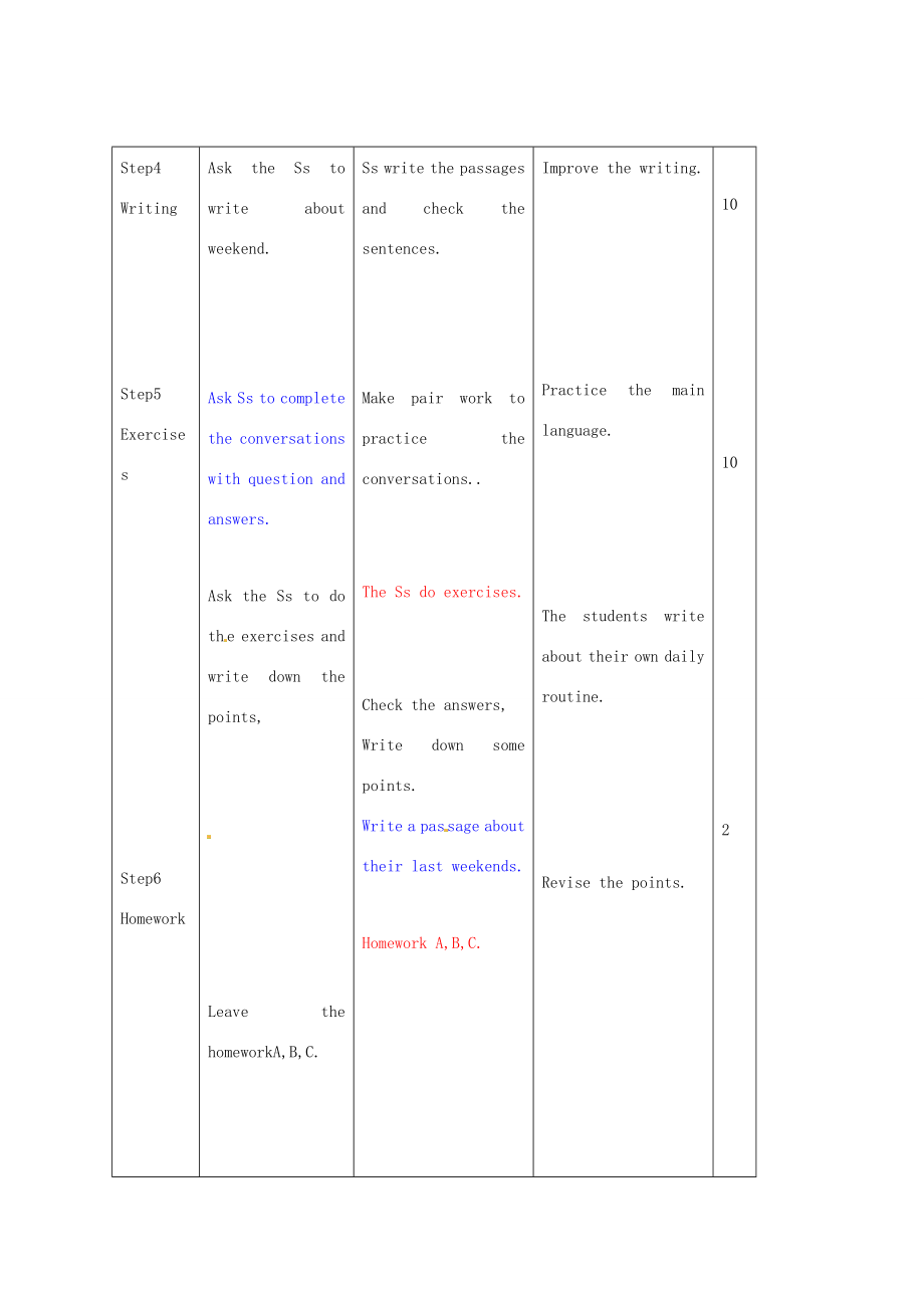 七年级英语下册Unit12WhatdidyoudolastweekendSectionB（2a2c）教案（新版）人教新目标版（新版）人教新目标版初中七年级下册英语教案.doc