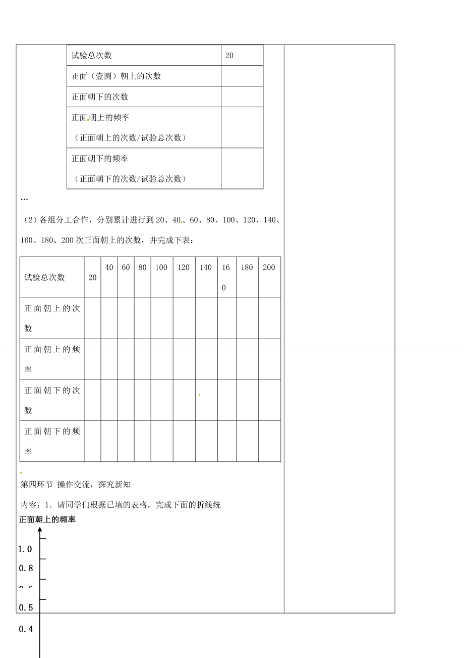 七年级数学下册《6.2频率的稳定性（二）》教学设计（新版）北师大版（新版）北师大版初中七年级下册数学教案.doc