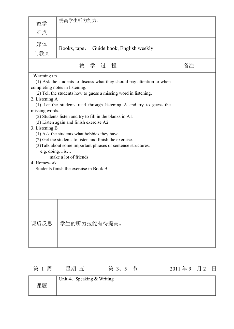 七年级英语教案unit4.doc