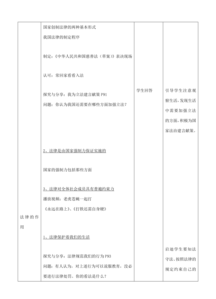 七年级道德与法治下册第四单元走进法治天地第九课法律在我们身边第2框法律保障生活教案新人教版新人教版初中七年级下册政治教案.doc