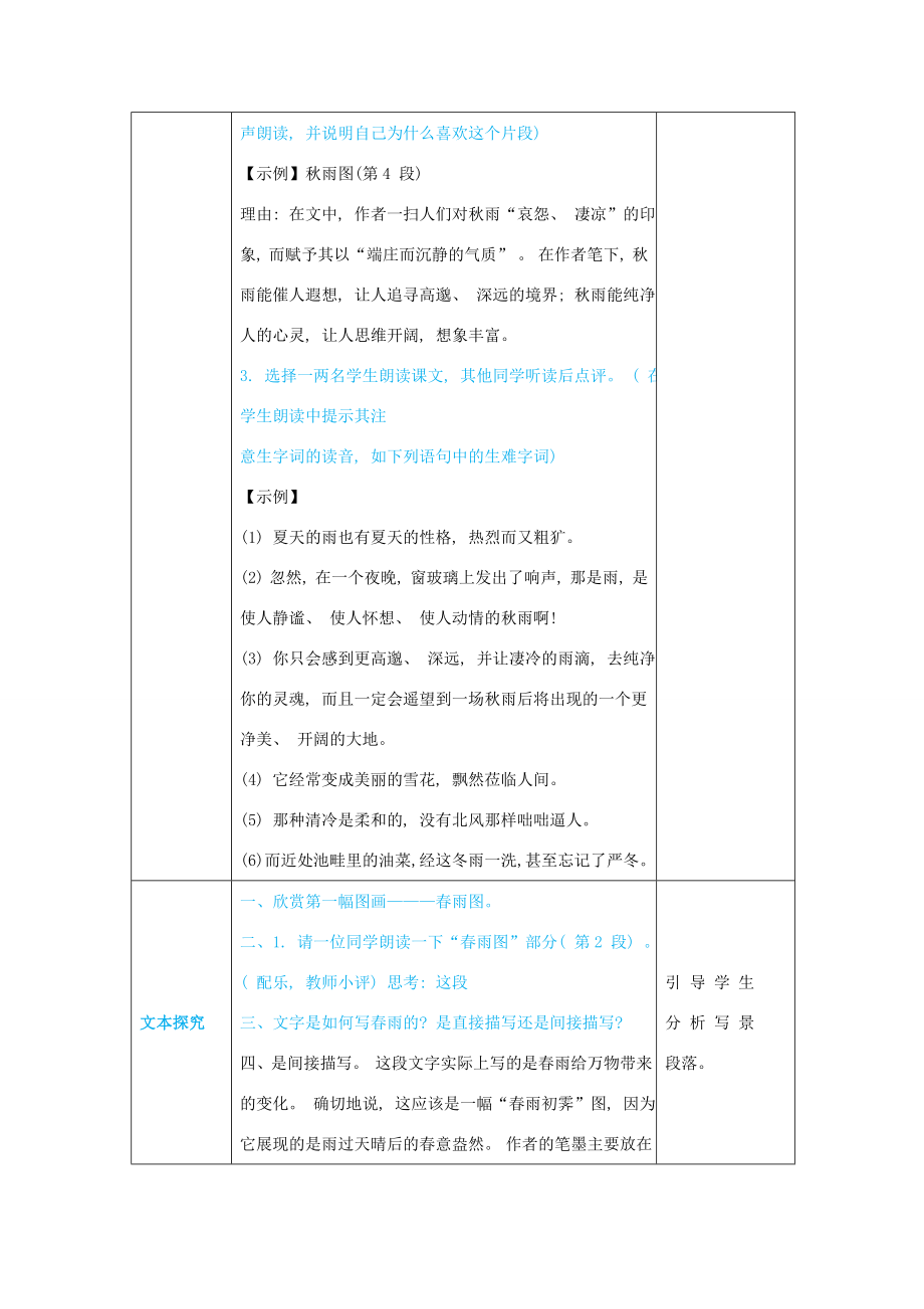 七年级语文上册第一单元妙趣自然3雨的四季高效教案新人教版新人教版初中七年级上册语文教案.docx