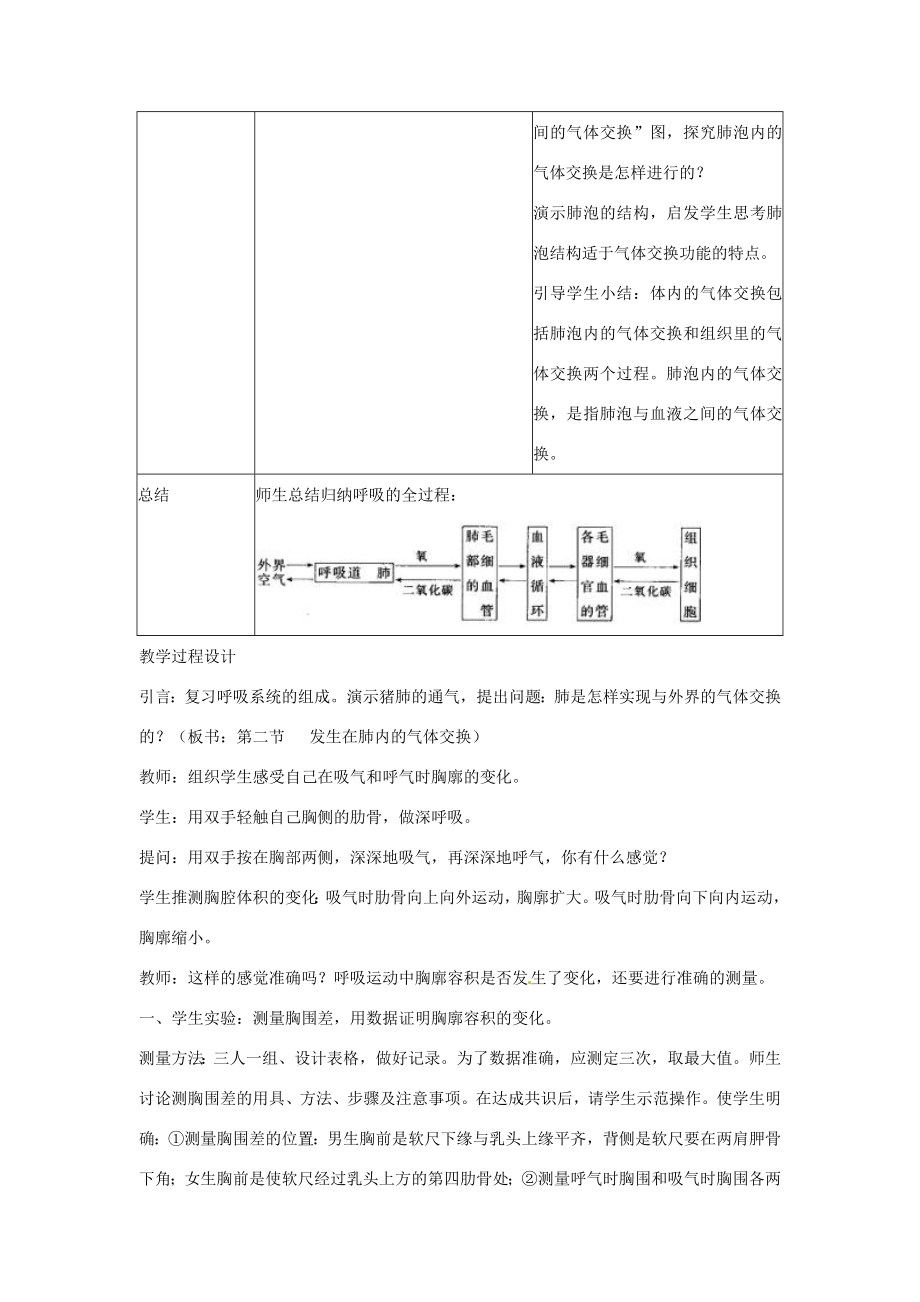 七年级生物下册3.2发生在肺内的气体交换教案1新人教版.doc