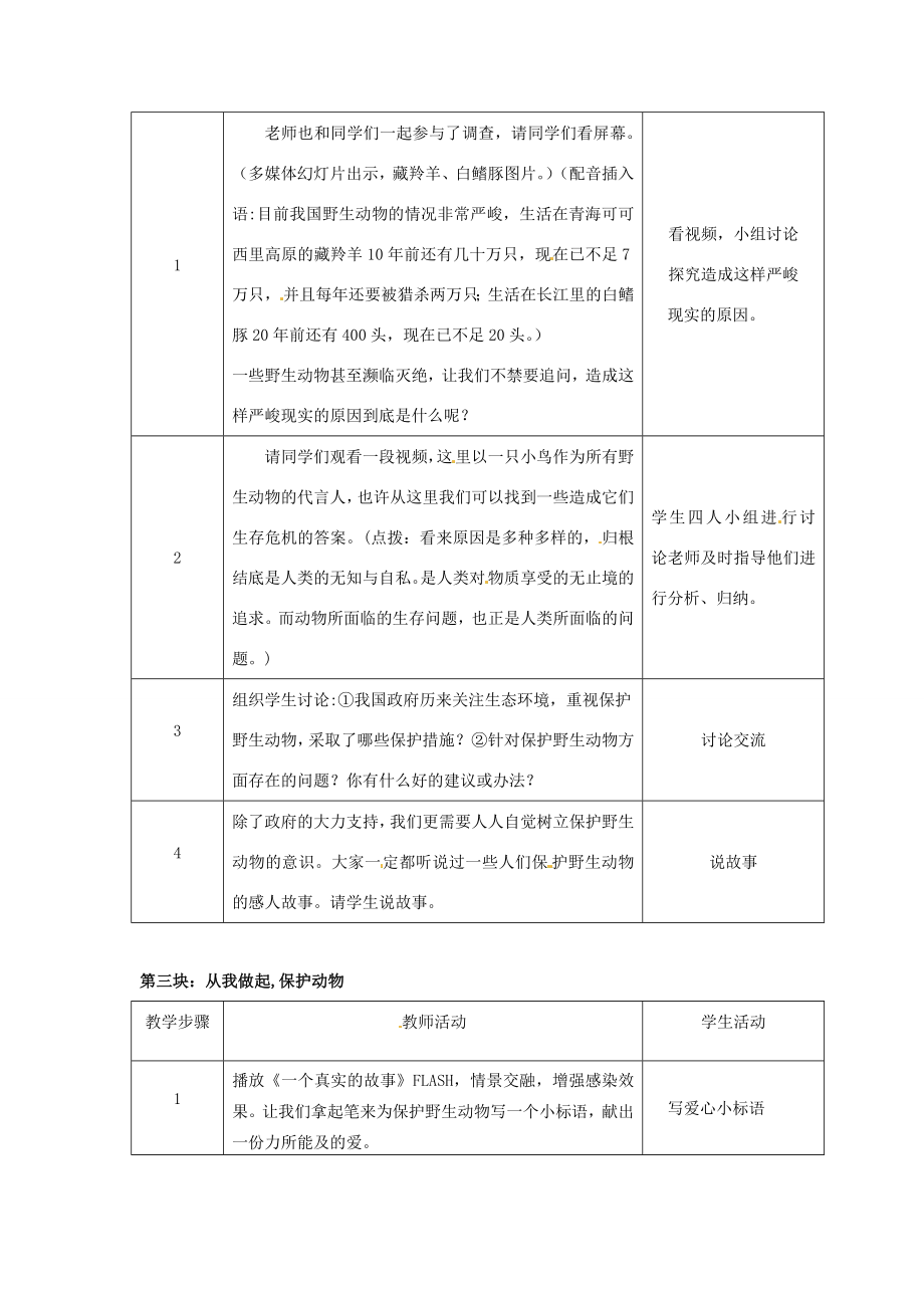 七年级语文下册《第四单元综合实践活动—保护野生动物》教案苏教版苏教版初中七年级下册语文教案.doc