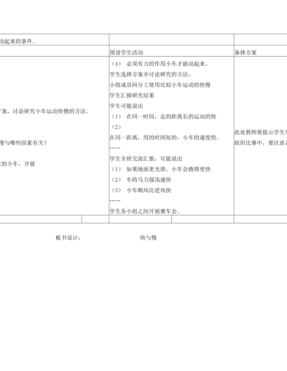 8冀教版四年级科学教案.快与慢.doc