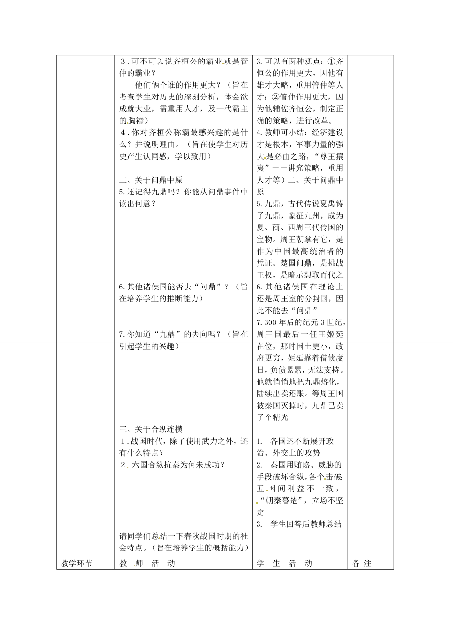 （秋季版）七年级历史上册第二单元第7课战国七雄教案川教版川教版初中七年级上册历史教案.doc