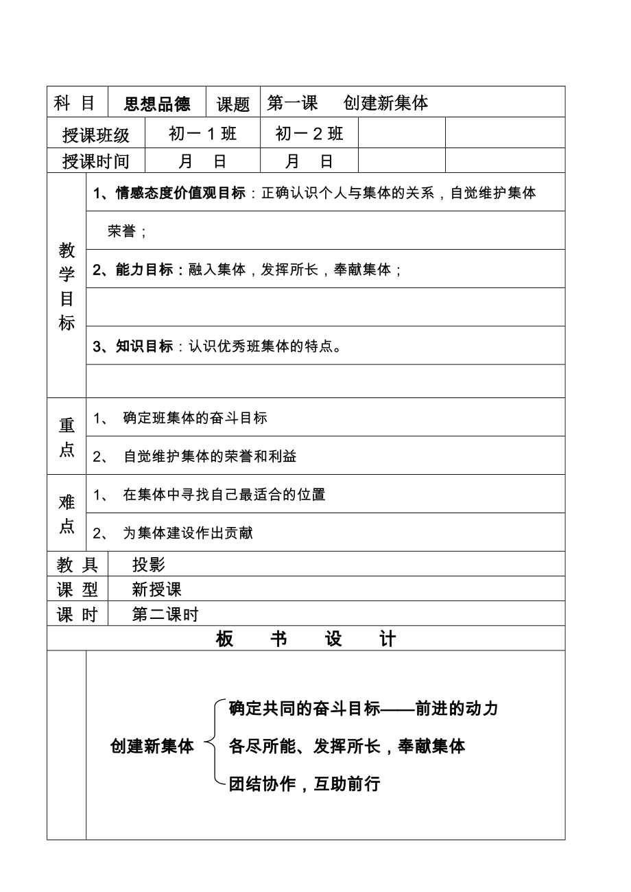 七年级政治1.2创建新集体教案2人教.doc