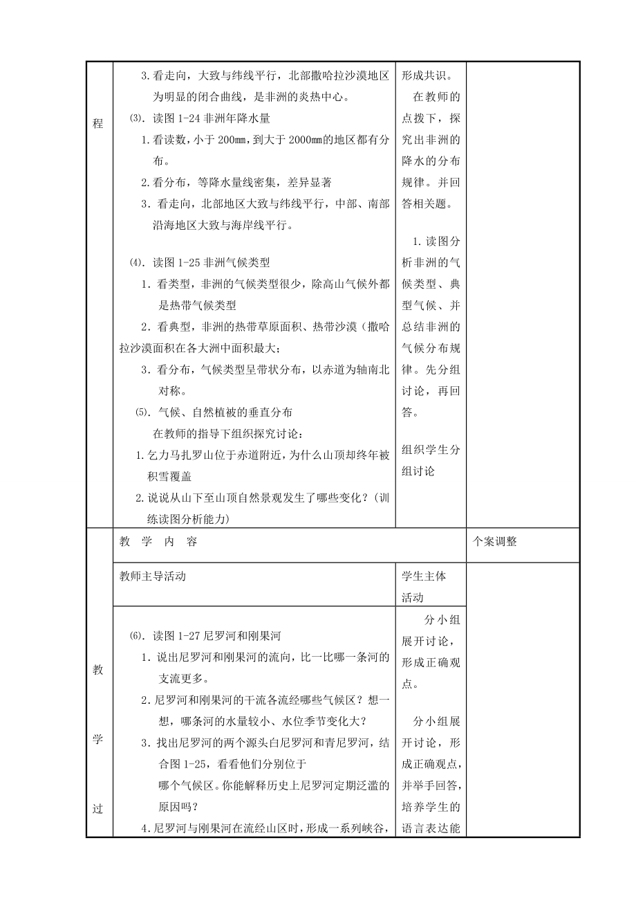 七年级地理下册6.2非洲教案（新版）湘教版（新版）湘教版初中七年级下册地理教案.doc