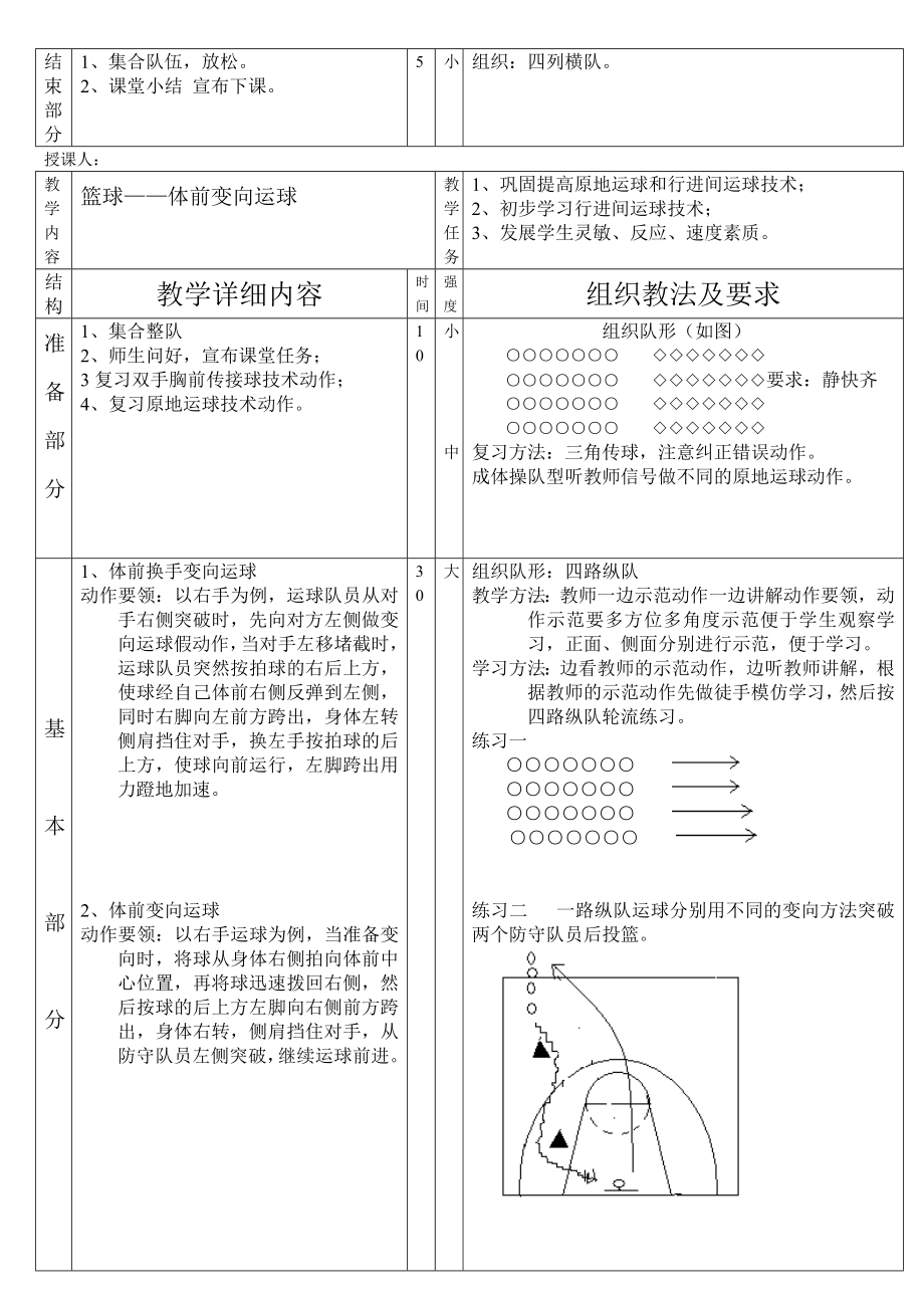 中学体育课篮球教案(初中高中都适用).doc