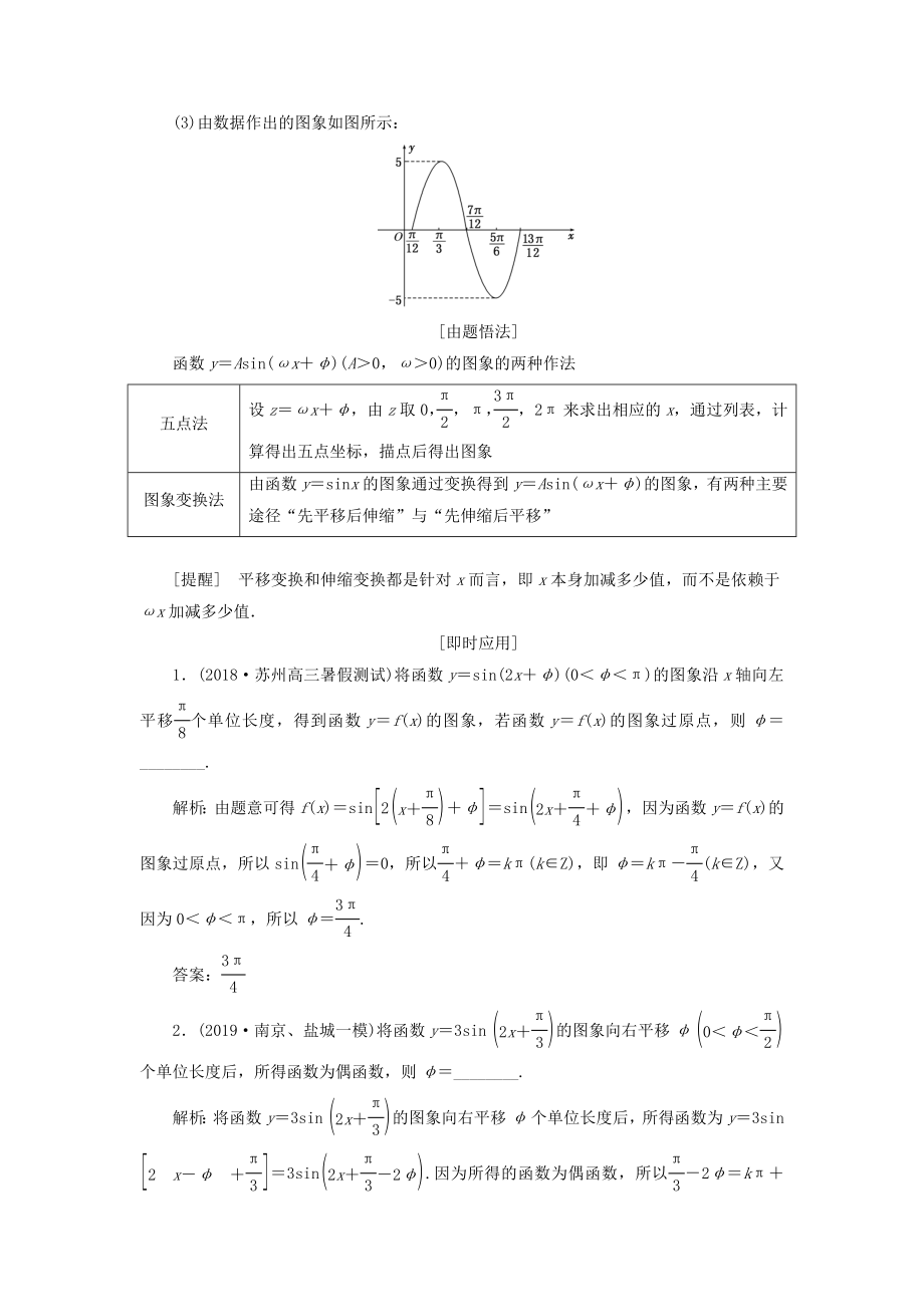 （江苏专版）版高考数学一轮复习第四章三角函数、解三角形第四节函数y＝Asin（ωx＋φ）的图象及其应用教案理（含解析）苏教版.doc