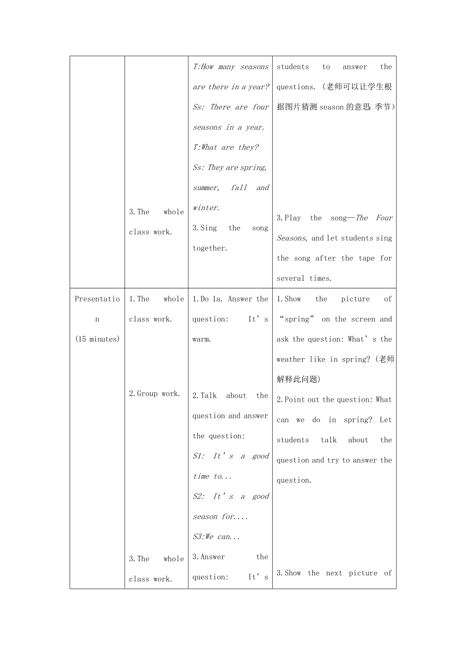 七年级英语下册Unit8TheseasonsandtheWeatherTopic1HowistheweatherinwinterSectionA教案（新版）仁爱版（新版）仁爱版初中七年级下册英语教案.