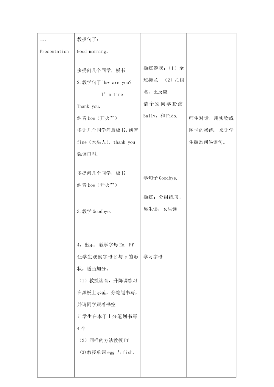 三年级英语上册Unit2GreetingsPartA教案闽教版（三起）闽教版小学三年级上册英语教案.doc