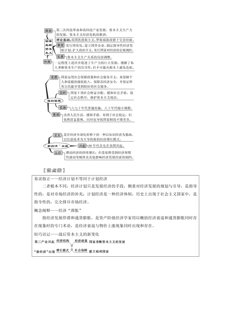 版高考历史大一轮复习模块二第十单元20世纪世界经济体制的创新与调整及世界经济一体化的进程第21讲世界资本主义经济政策的调整教案（含解析）人民版.doc