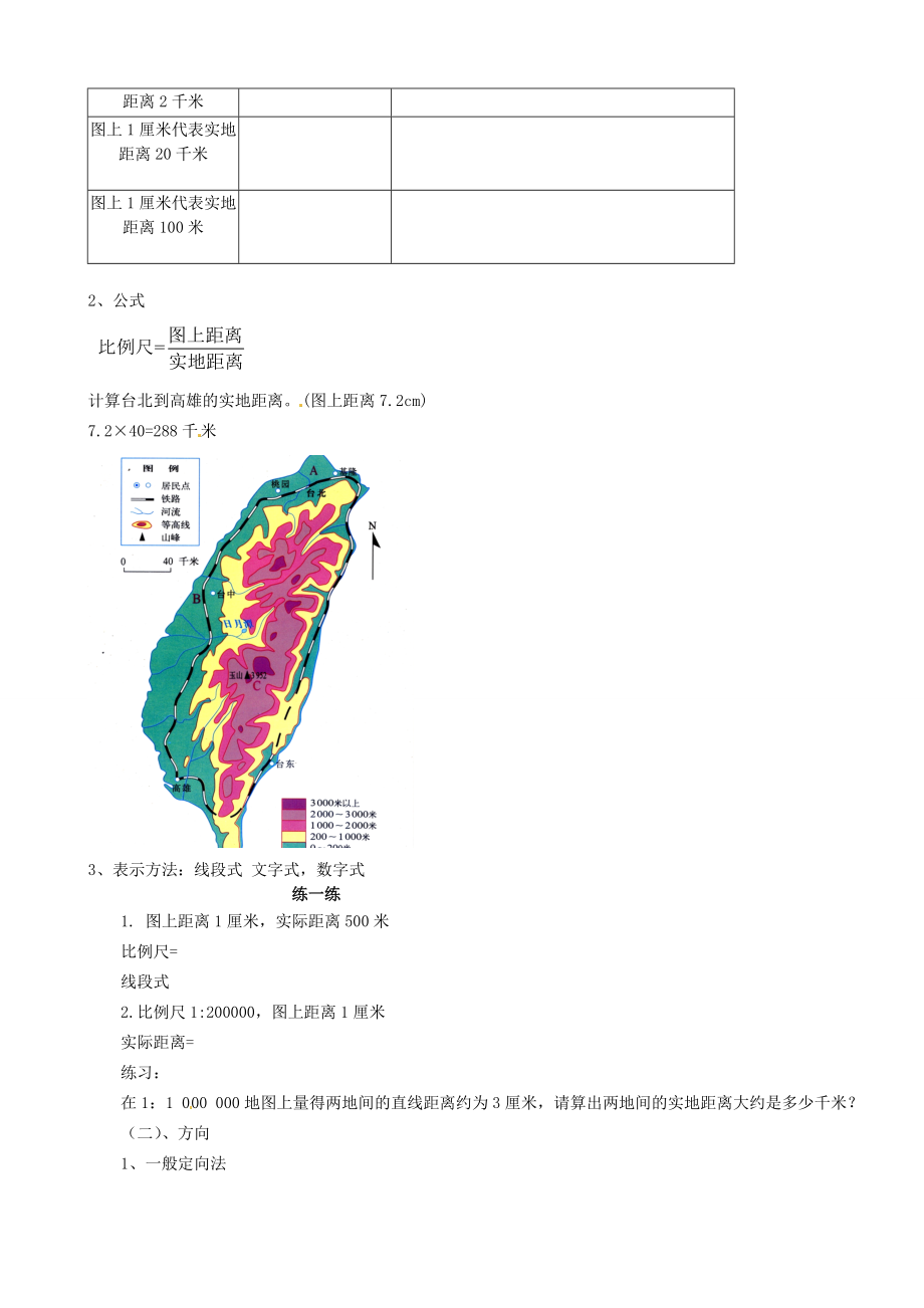 七年级地理上册第1章第3节《地图的阅读》教案（新版）新人教版（新版）新人教版初中七年级上册地理教案.doc