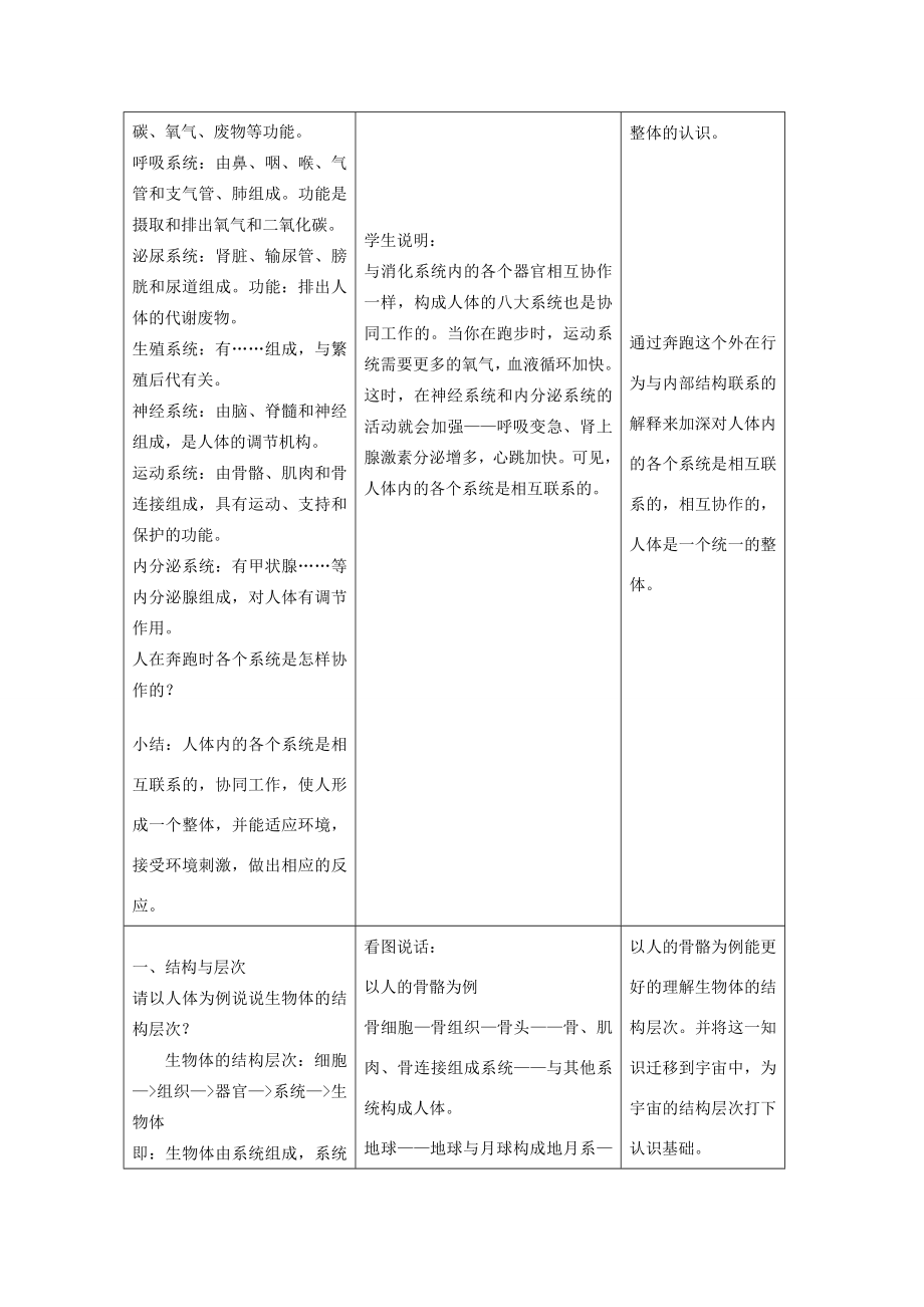 七年级科学上册《生物体的结构层次》教案6浙教版.doc