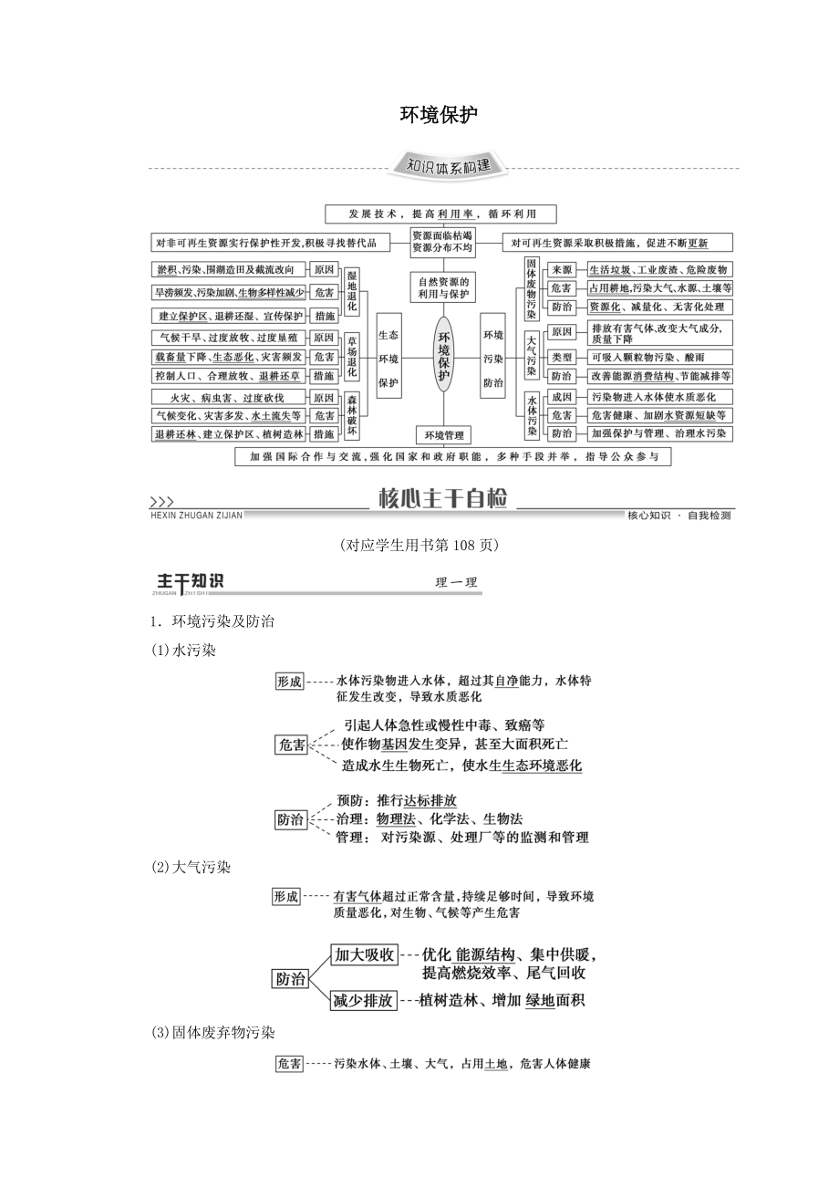 （通用版）高考地理二轮复习第1部分专题11环境保护教案.doc