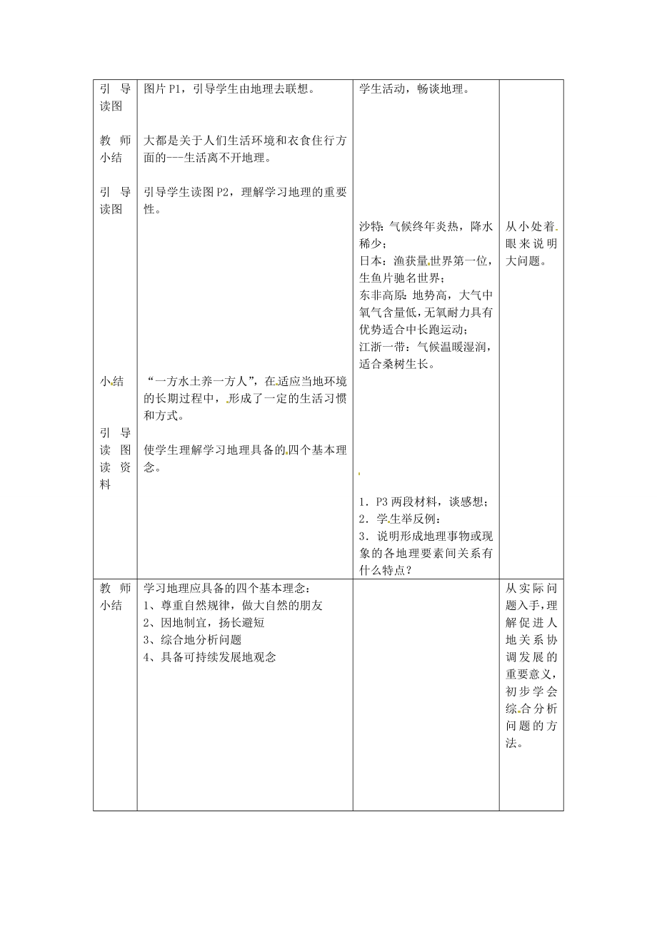 七年级地理上册绪言与同学们谈地理教案（新版）新人教版（新版）新人教版初中七年级上册地理教案.doc