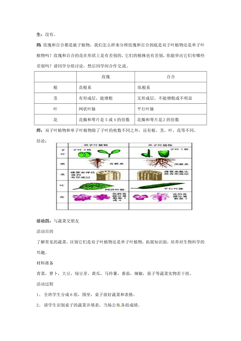 七年级科学上册6.2植物的主要类群教案（种子植物）华东师大版.doc