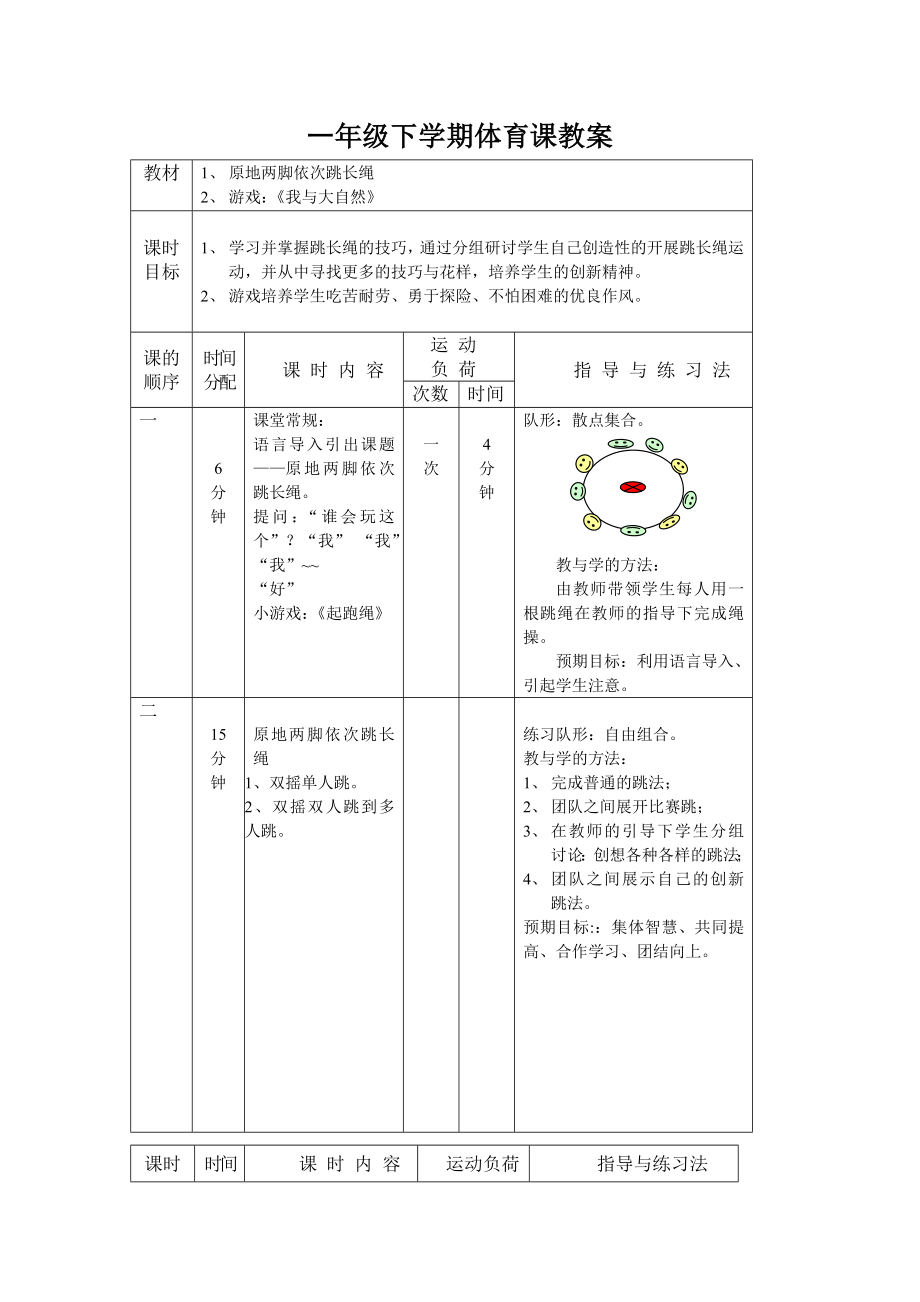 一年级下学期体育课教案(2).doc