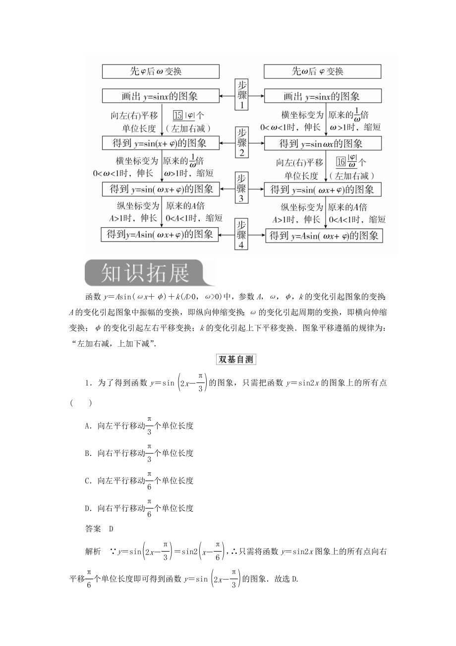 版高考数学一轮复习第四章三角函数、解三角形第4讲函数y＝Asinωx＋φ的图象及应用教案理（含解析）新人教A版.doc