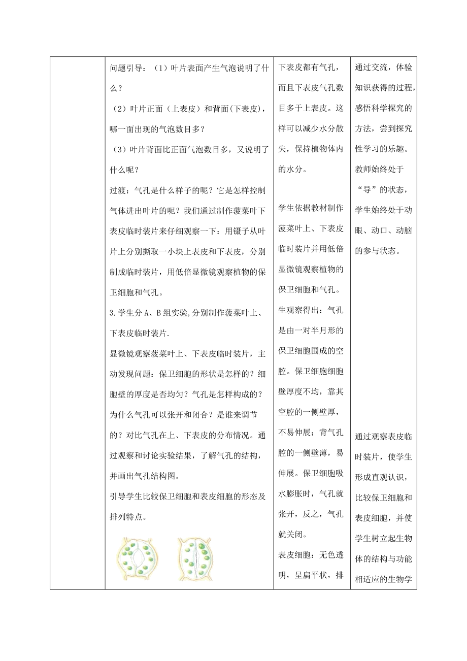 七年级生物上册2.1.2《绿色植物的蒸腾作用》第二课时教案（新版）济南版（新版）济南版初中七年级上册生物教案.doc