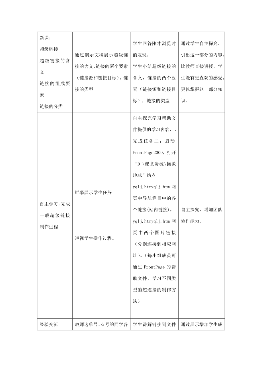 七年级信息技术网页中的超级链接教案青岛版.doc