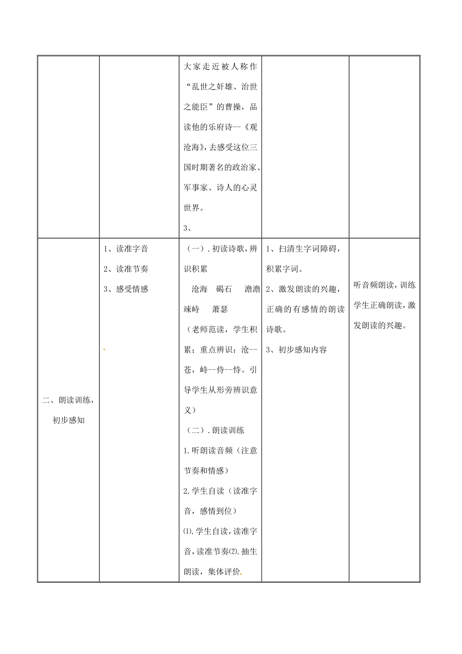 （秋季版）七年级语文上册第4课《古代诗歌四首》观沧海教学设计新人教版新人教版初中七年级上册语文教案.doc