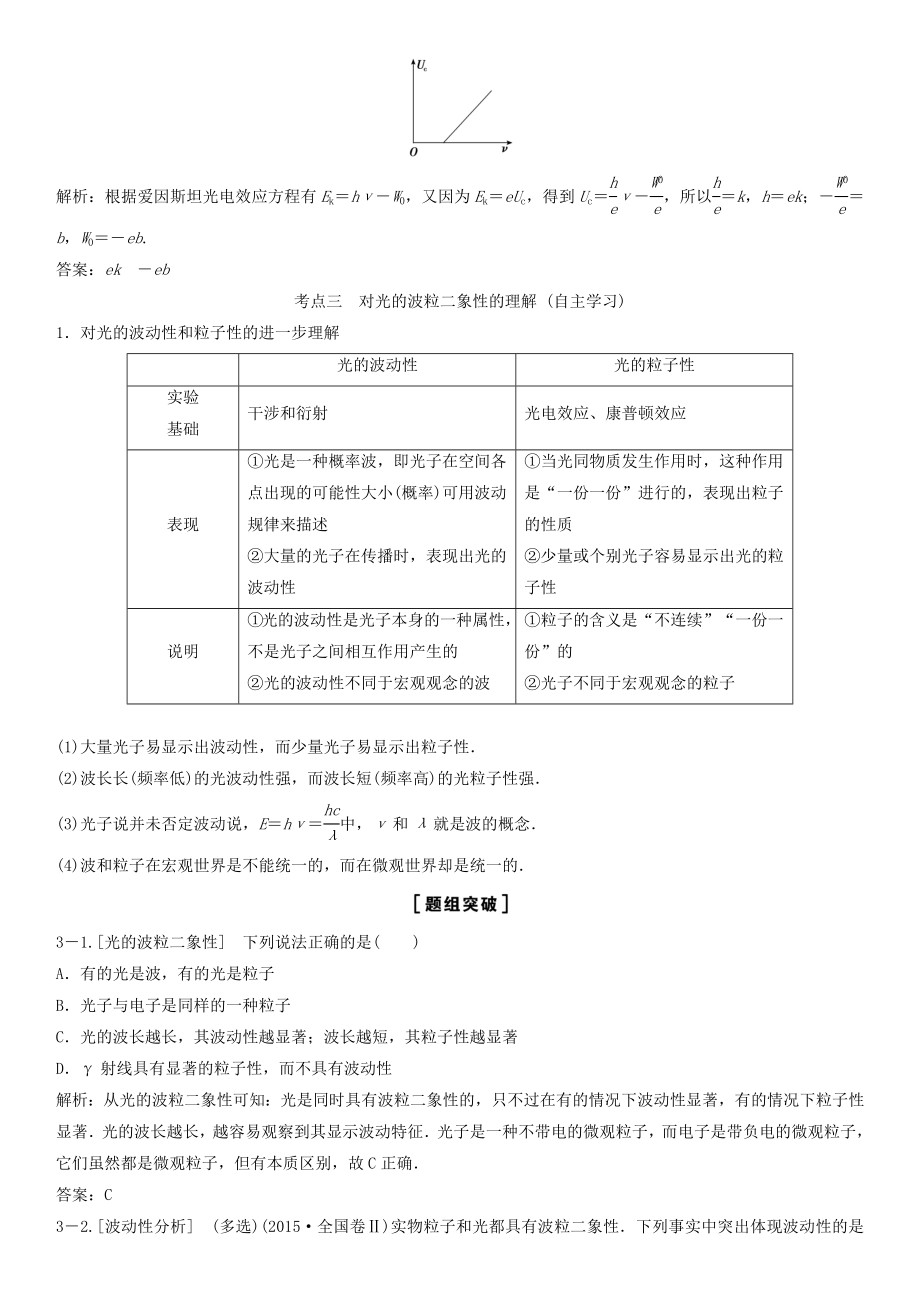 年高考物理一轮总复习第十二章第一讲光电效应波粒二象性教案.docx