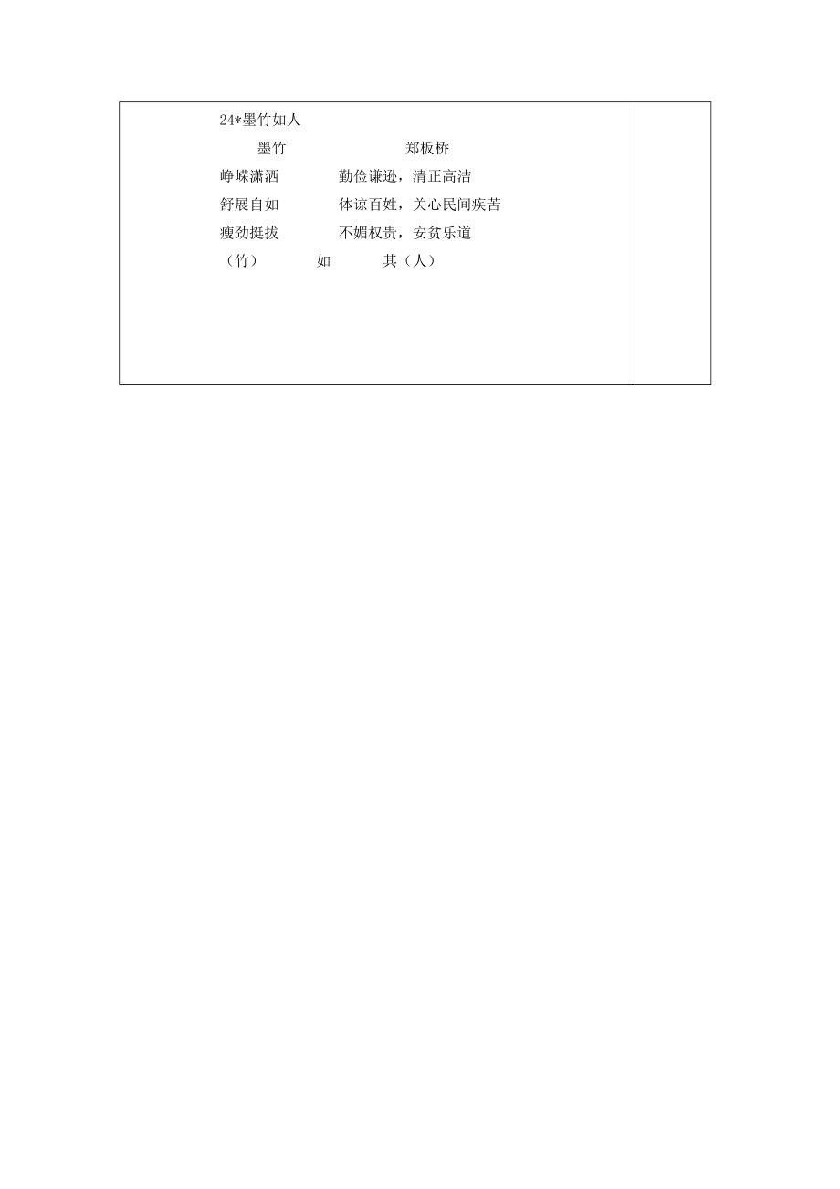 年六年级语文上册第七单元24墨竹如人教案湘教版.doc