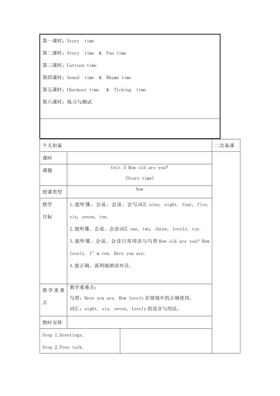 三年级英语下册Unit5Howoldareyou教案牛津译林版牛津版小学三年级下册英语教案.doc