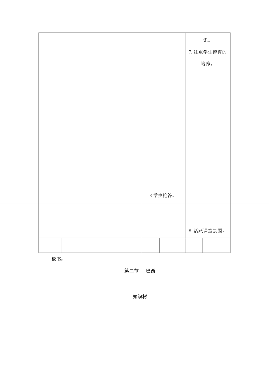 七年级地理下册第八章第六节巴西教案湘教版湘教版初中七年级下册地理教案.doc