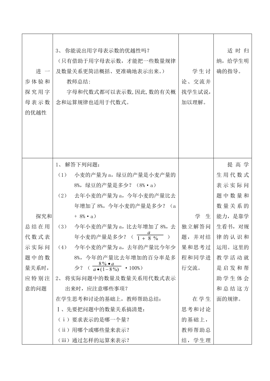 七年级数学上册第五章数量和数量之间的关系回顾与反思教案冀教版.doc