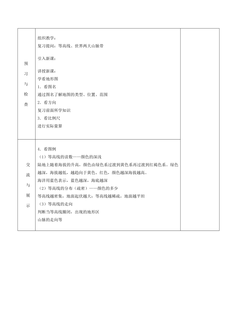 七年级地理上册第二章地球的面貌第三节世界的地形（第3课时）教案湘教版.doc