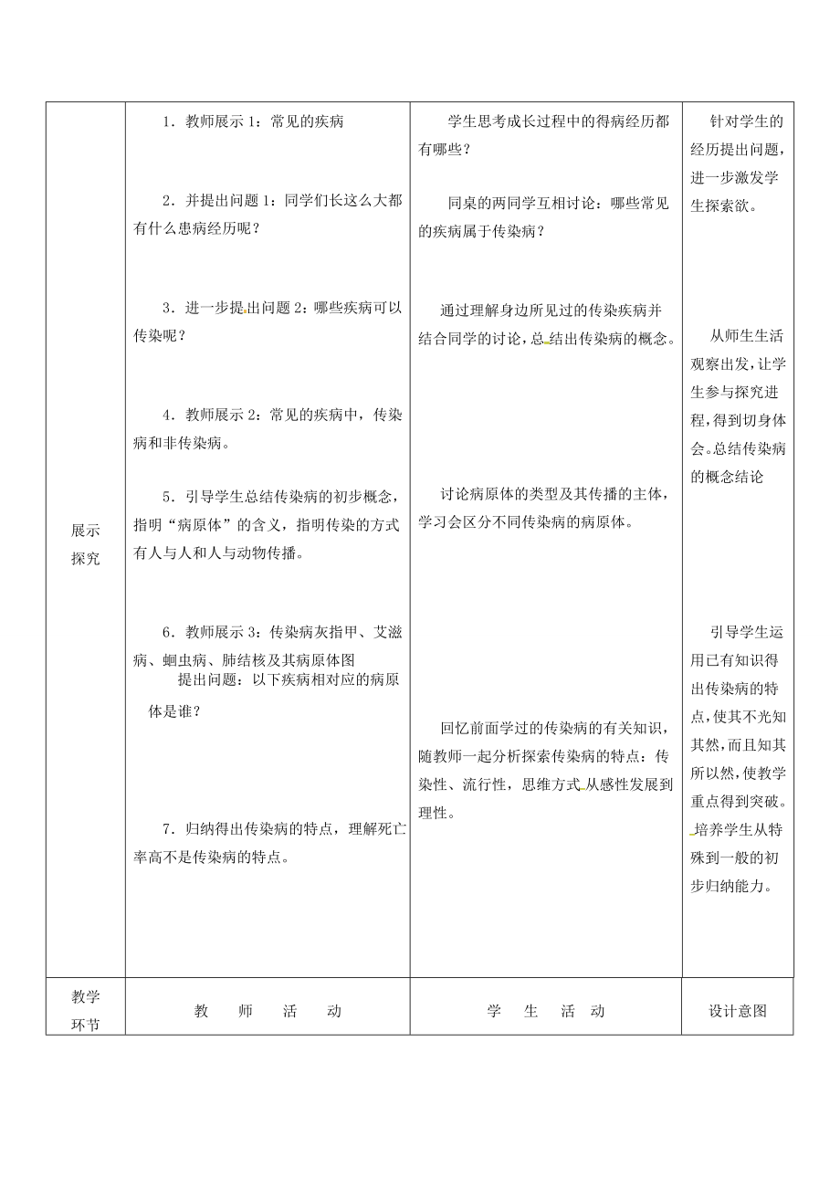 七年级生物下册13.2《预防传染病》教案2（新版）北师大版（新版）北师大版初中七年级下册生物教案.doc