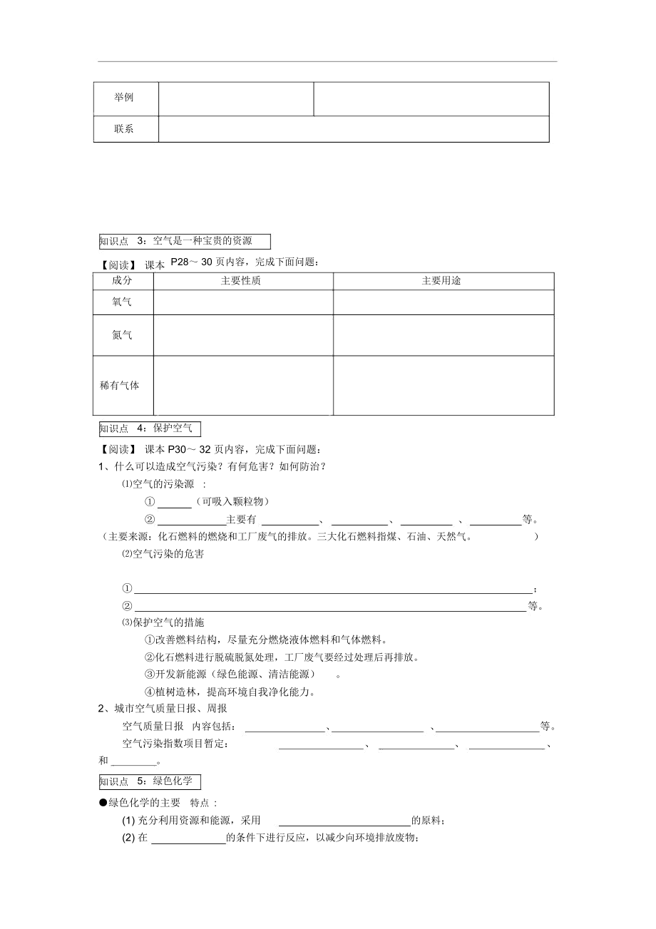 人教版九年级化学上册空气教案.doc