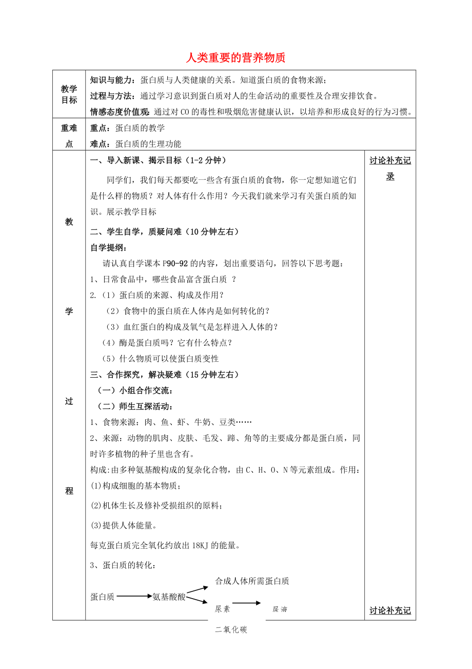 九年级化学下册第12单元化学与生活12.1人类重要的营养物质（第1课时）教案（新版）新人教版（新版）新人教版初中九年级下册化学教案.doc