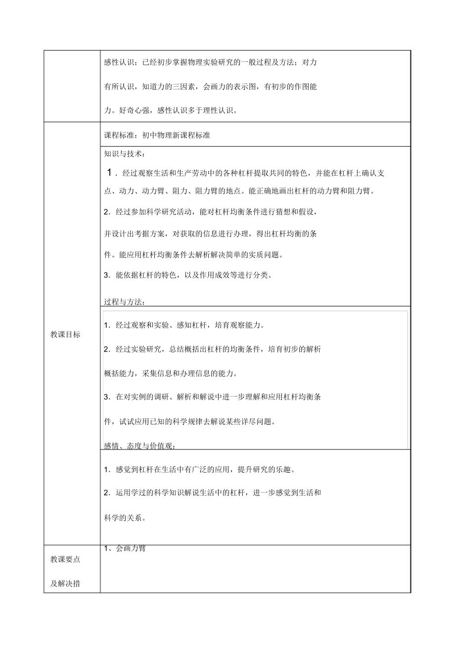 初中物理教学学习方案模板.doc