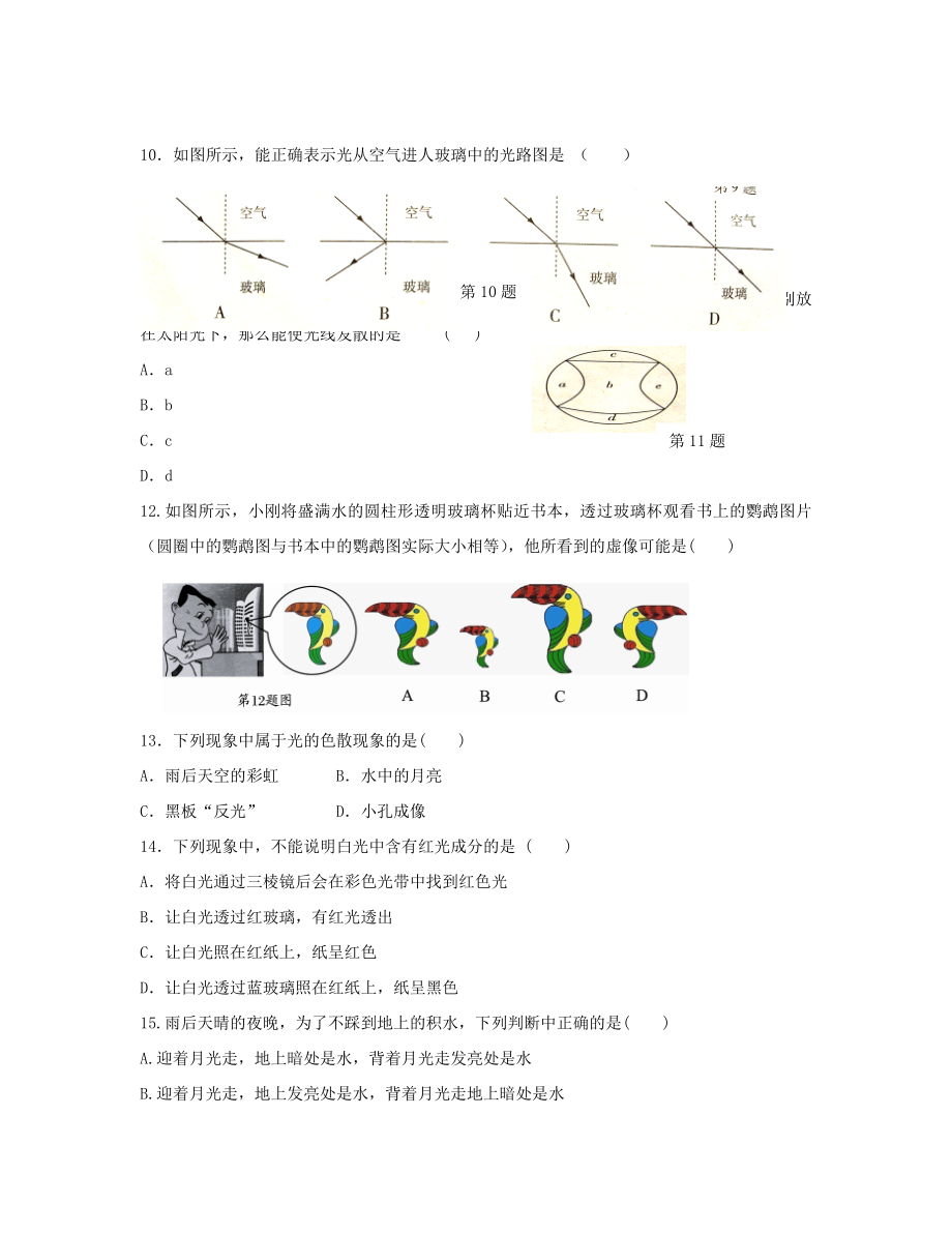 九年级物理中考二轮复习精品教案光现象全国通用.doc