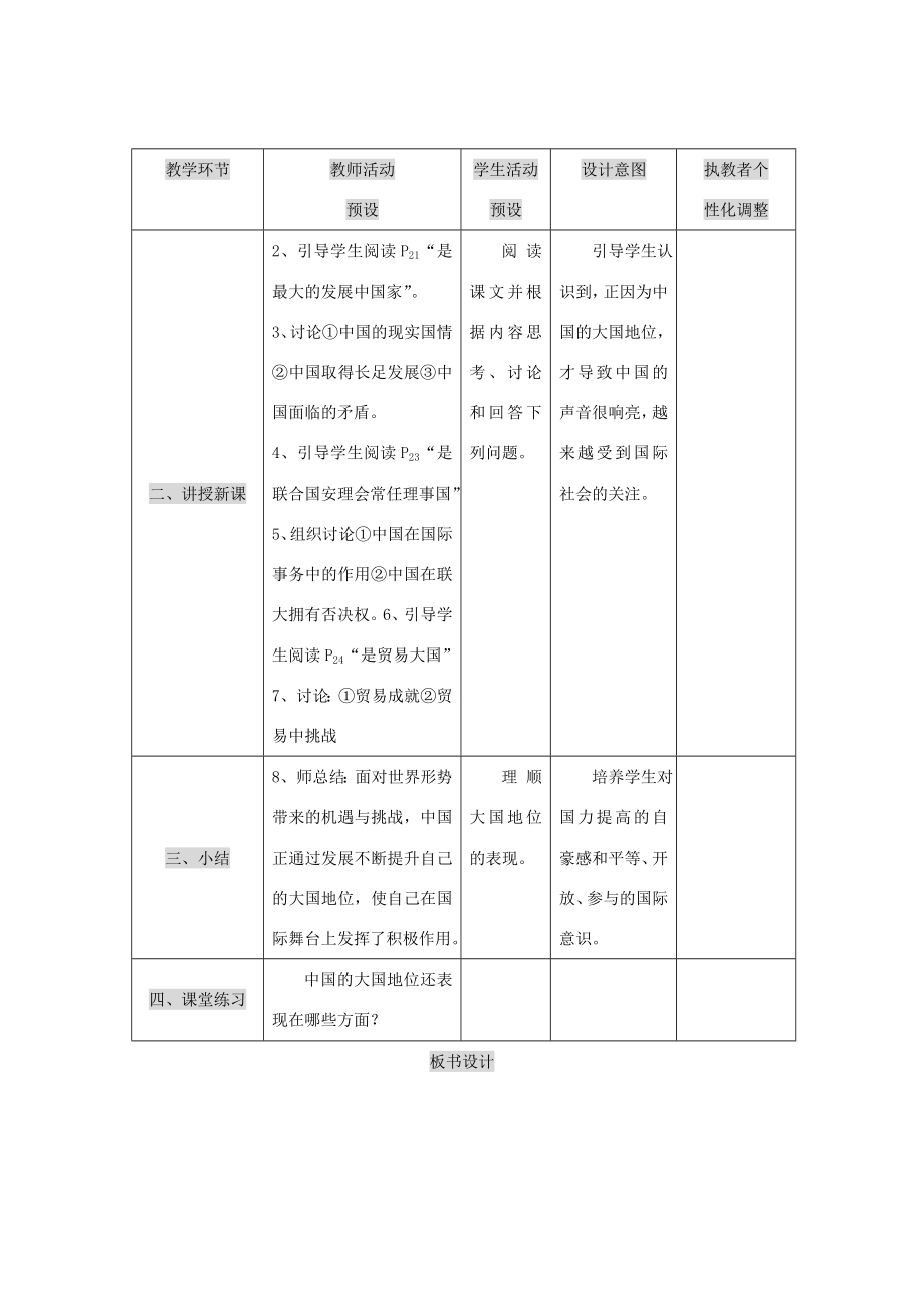 九年级政治第二课中国的声音教案人民版.doc