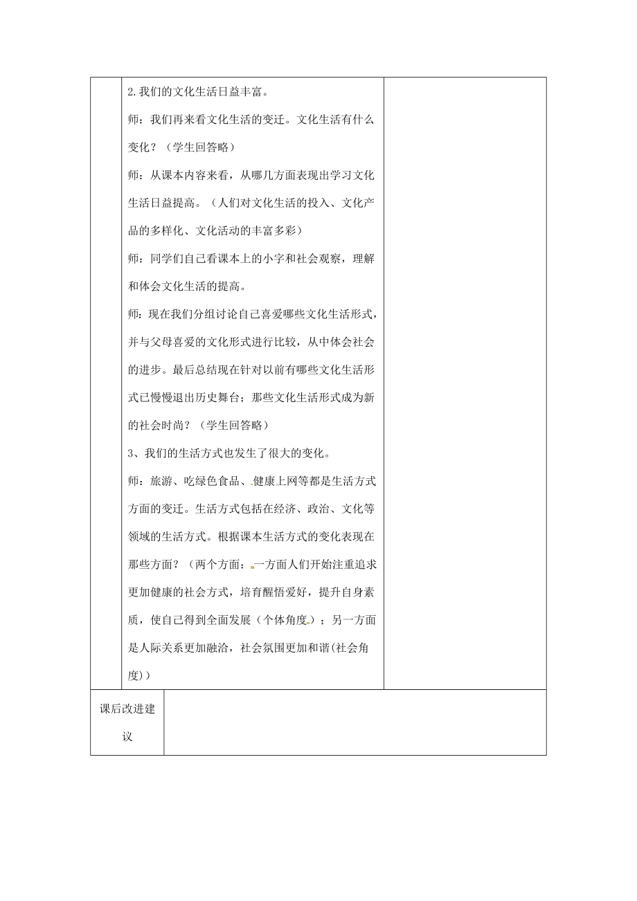 九年级政治1.1.1认识社会巨变我们生活的变迁（教案）北师大版.doc