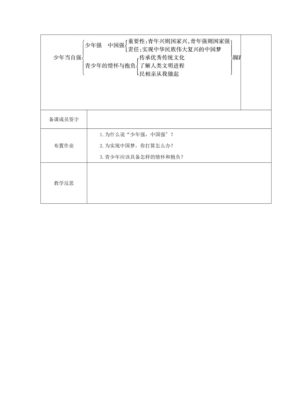 九年级道德与法治下册第三单元走向未来的少年第五课少年的担当第2框《少年当自强》教案新人教版.docx