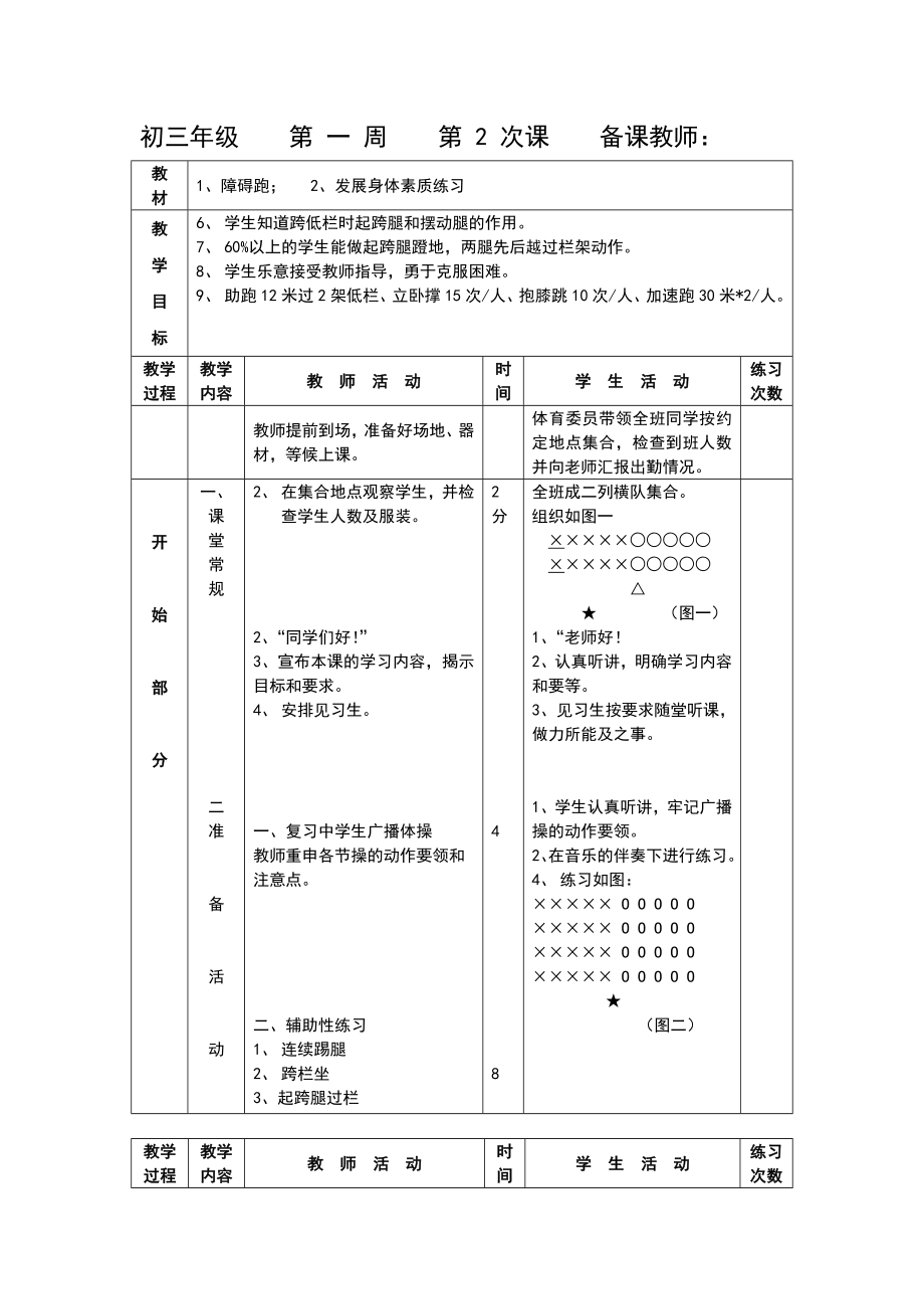 九年级下学期体育教案(3).doc