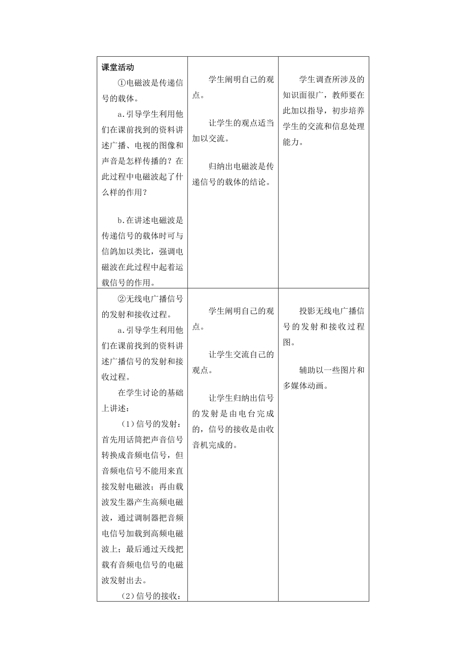 九年级物理全册21.3广播、电视和移动通信教案1（新版）新人教版（新版）新人教版初中九年级全册物理教案.doc