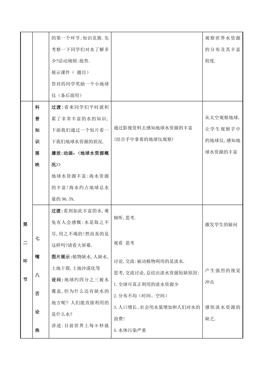 九年级化学上册《爱护水资源》教学设计人教新课标版.doc