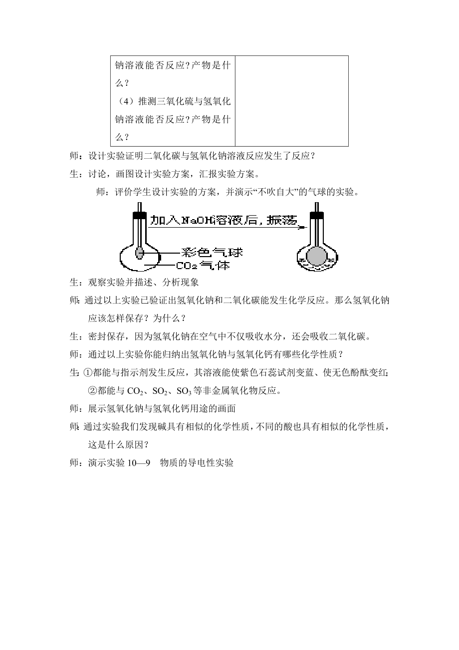 人教版九年级化学下册10.1《常见的酸和碱》第三课时教案.doc