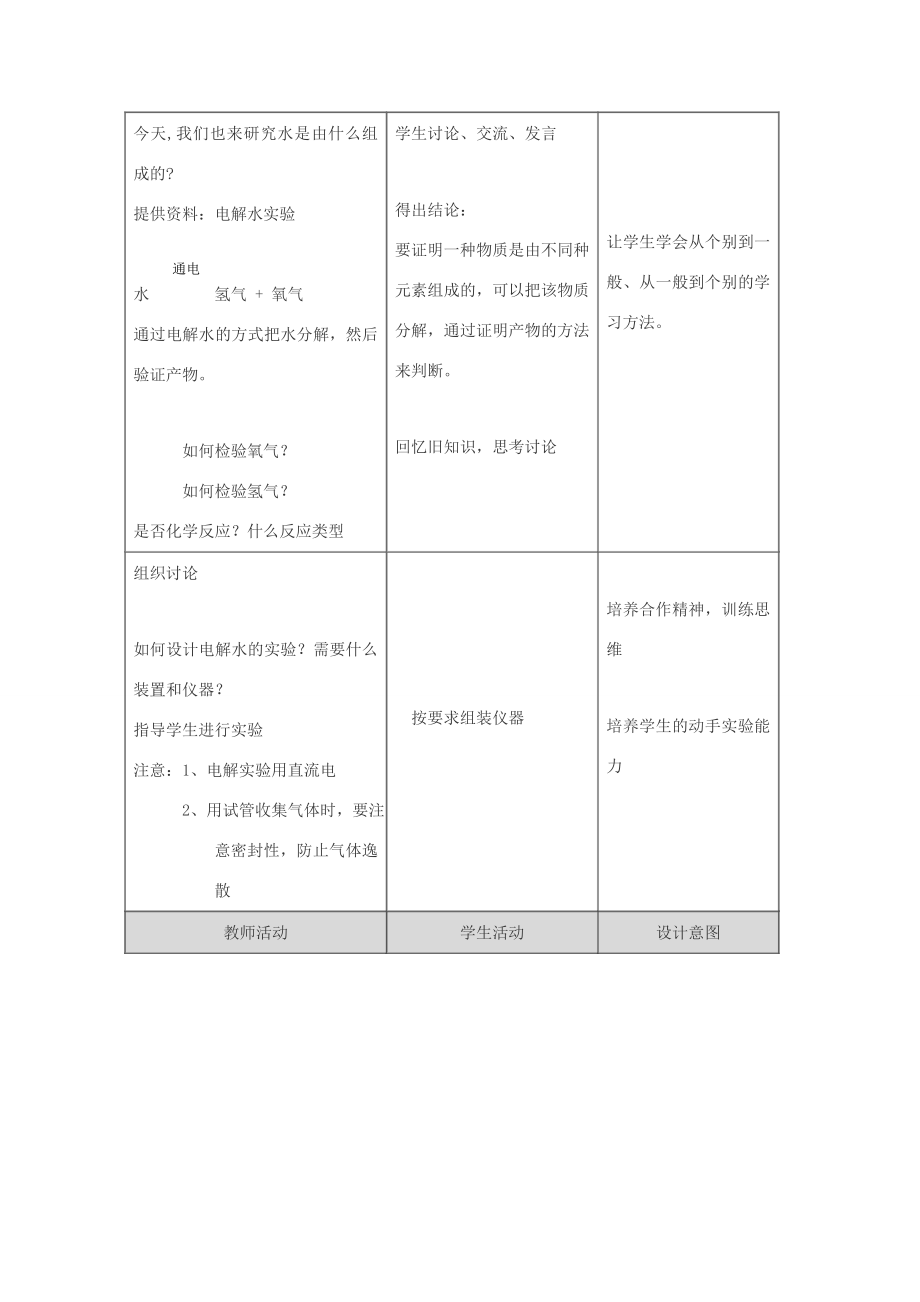 九年级化学上册3.1水的组成教案(2)人教新课标版.doc